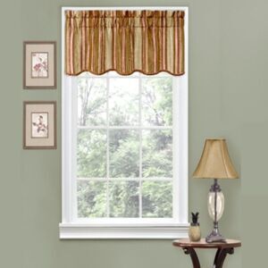 Traditions By Waverly Stripe Ensemble Scalloped 52" x 18"  Valance Gold Multi